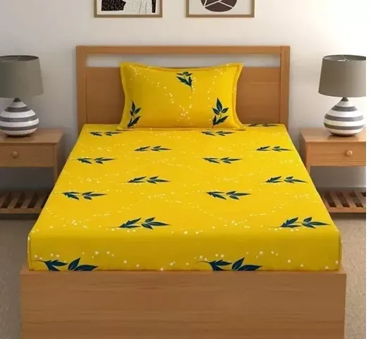 Printed Glace Cotton Fitted Single Bedsheet with Cover