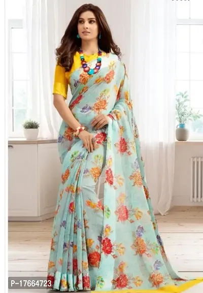 Fancy Chiffon Saree with Blouse Piece for Women-thumb0