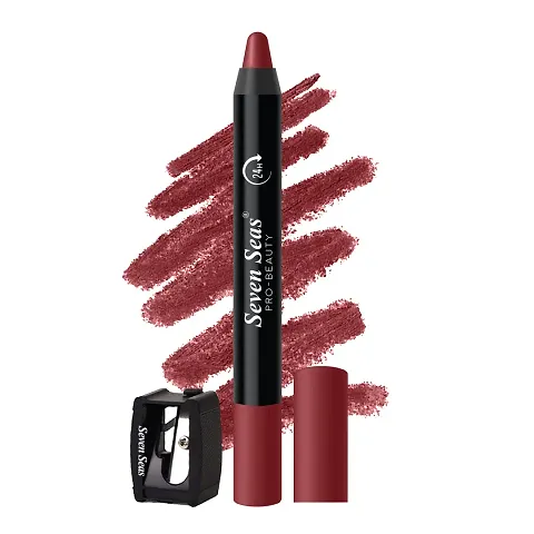 Seven Seas Non Transfer Crayon Lipstick Bold and Silky Matte Finish Lipstick, Lasts Up to 24 hours | Lipstick Matte Finish | Waterproof | Won't Smudge Won't Budge Lip Crayon lipstick