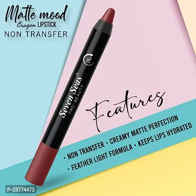 Seven Seas  Matte Mood Non Transfer Crayon Lipstick (Nudy Mauve 3.5g)-thumb4