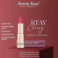 Seven Seas Stay Classy Lipstick Matte Full Coverage Long Lasting Lipstick | Smooth Application | Transferproof  Smudge Proof | Highly Pigemented Lipstick for Women (Vivid Burgundy 3.5g )-thumb1