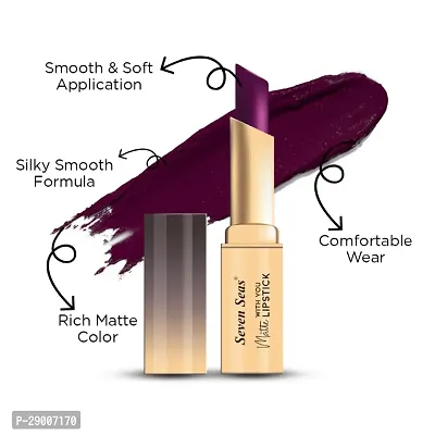 Seven Seas Long Lasting | Matte Finish | Longwear | Matte With You Lipstick (Dark Burgundy 3.5g)-thumb2