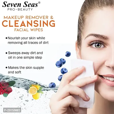 Seven Seas Makeup Remover  Cleansing Facial Wipes Pack Of 03(Lemon,Rose,Blueberry)-thumb4