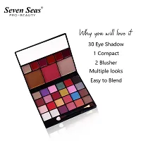 Seven Seas Color Blast Eyeshadow Palette | 33 Colors Eyeshadow | 30 Shimmery Eyeshadow | 2 Blusher | 1 Compact | Eyeshadow Palette-thumb1