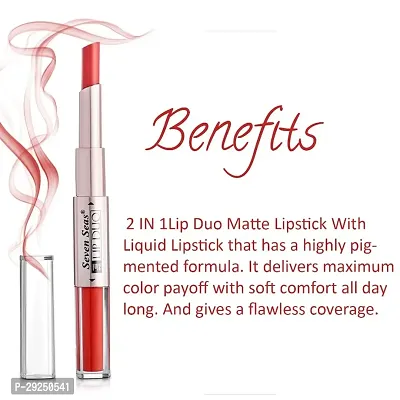 Seven Seas 2 in 1 Lipstick | Full Coverage | Comfortable | 2 in 1 | Lipstick + Liquid Lipstick (Matte Red)-thumb3