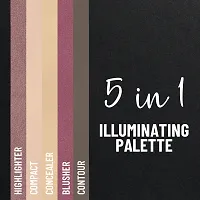 One Stroke Illuminating Palette With 5 Ultra Professional Eyeshadow Colors 1 Highlighter 2 Compact 3 Concealer 4 Blusher 5 Contour-thumb2