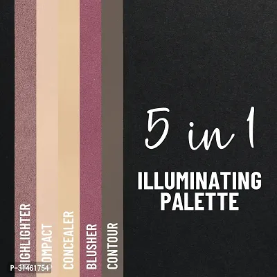 One Stroke Illuminating Palette With 5 Ultra Professional Eyeshadow Colors 1 Highlighter 2 Compact 3 Concealer 4 Blusher 5 Contour-thumb3