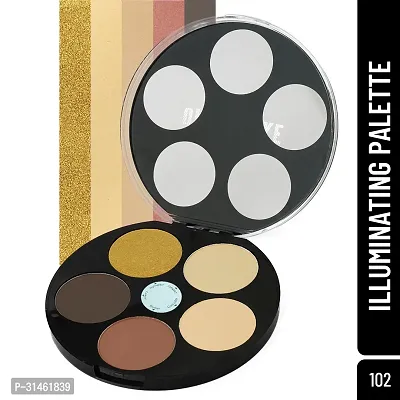 One Stroke Illuminating Palette With 5 Ultra Professional Eyeshadow Colors 1 Highlighter 2 Compact 3 Concealer 4 Blusher 5 Contour