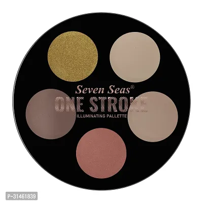 One Stroke Illuminating Palette With 5 Ultra Professional Eyeshadow Colors 1 Highlighter 2 Compact 3 Concealer 4 Blusher 5 Contour-thumb2