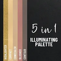 One Stroke Illuminating Palette With 5 Ultra Professional Eyeshadow Colors 1 Highlighter 2 Compact 3 Concealer 4 Blusher 5 Contour-thumb2