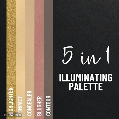 One Stroke Illuminating Palette With 5 Ultra Professional Eyeshadow Colors 1 Highlighter 2 Compact 3 Concealer 4 Blusher 5 Contour-thumb3