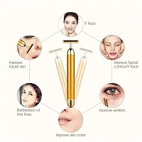 SHENKY 24K Golden T Shape Electric Anti Aging Facial Skin Tightening Roller MassagerGolden-thumb2