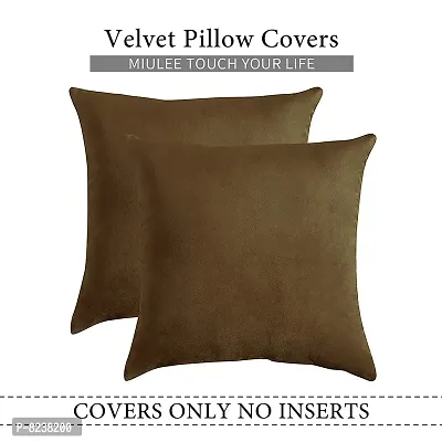 SHENKY Velvet Cushion Cover Set of 2 - 16" x 16" - Chocolate - Soft Pillow Covers Set Cushion Case for Sofa Bedroom Livingroom Chair Car-thumb5