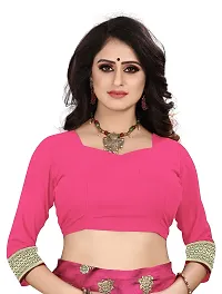 Shenky Banarasi silk jacquard saree with Blouse (Pink)-thumb3