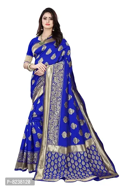 Shenky Banarasi cota silk jacquard saree with Blouse (Royal Blue)