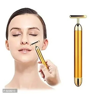 SHENKY 24K Golden T Shape Electric Anti Aging Facial Skin Tightening Roller MassagerGolden