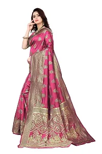 Shenky Banarasi silk jacquard saree with Blouse (Pink)-thumb1