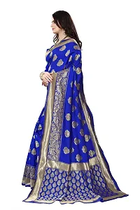 Shenky Banarasi cota silk jacquard saree with Blouse (Royal Blue)-thumb1