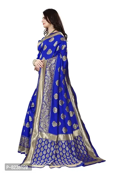 Shenky Banarasi cota silk jacquard saree with Blouse (Royal Blue)-thumb2