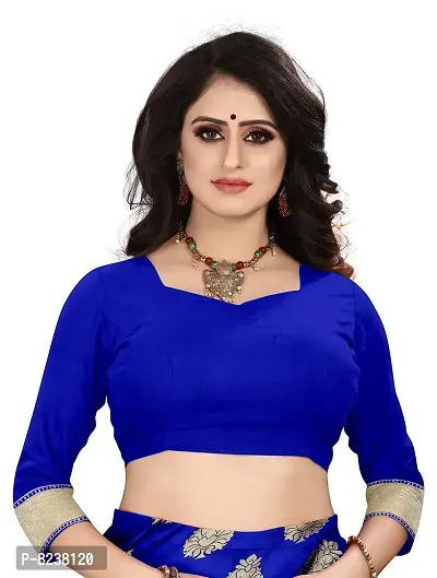 Shenky Banarasi cota silk jacquard saree with Blouse (Royal Blue)-thumb4