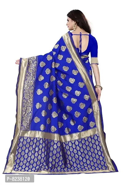 Shenky Banarasi cota silk jacquard saree with Blouse (Royal Blue)-thumb3