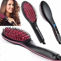 SHENKYCeramic Electric Hair Straightener Comb Brush with Temperature 2 in 1 Fast and Simply Straightener Brush for All Types Hair for Women-thumb1