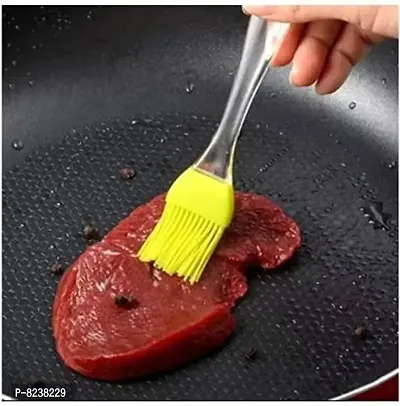 SHENKY Silicon Heat Resistant Oil Brush with Spatula for Pastry Baking Cooking Grilling Easy and Durable (Multi Color)-thumb2