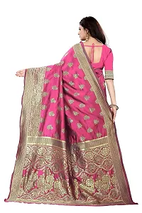 Shenky Banarasi silk jacquard saree with Blouse (Pink)-thumb2