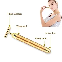 SHENKY 24K Golden T Shape Electric Anti Aging Facial Skin Tightening Roller MassagerGolden-thumb3