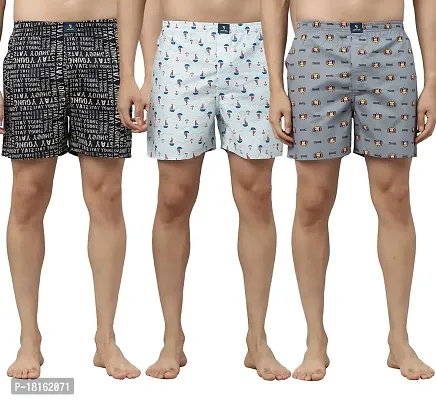JOVEN Men's Printed Boxers(Pack of 3) White-thumb0