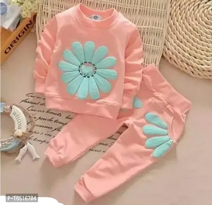 Peach color cotton clothing set for baby girls