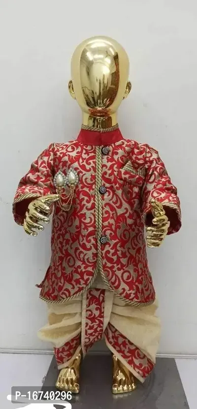 Red coloured Jacquard silk dhoti kurta set for baby boy-thumb2