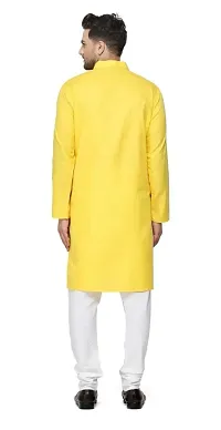 yellow colour solid plane kurta for mens-thumb2