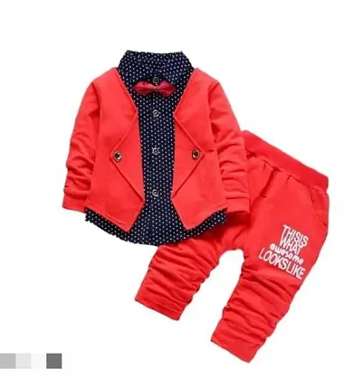 Boys Wedding Suit Boys Cotton Blazer Style Shirt  Pant Set Printed Boys Suit