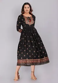 Vorcia Febtex Women's Printed Rayon Anarkali Maternity Feeding Kurti with Zipper for Pre and Post Pregnancy? (X-Large, Black)-thumb4