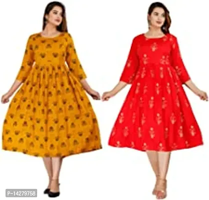 Classic Rayon Printed Kurti | Maternity Kurti For Women Pack Of 2