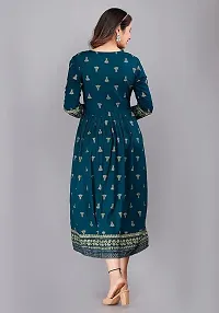 Vorcia Febtex Women's Printed Rayon Anarkali Maternity Feeding Kurti with Zipper for Pre and Post Pregnancy? (4XL, Teal)-thumb1