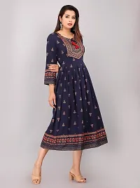 Vorcia Febtex Women's Printed Rayon Anarkali Maternity Feeding Kurti with Zipper for Pre and Post Pregnancy? (Large, Blue)-thumb2
