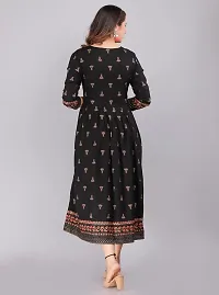 Vorcia Febtex Women's Printed Rayon Anarkali Maternity Feeding Kurti with Zipper for Pre and Post Pregnancy? (X-Large, Black)-thumb1