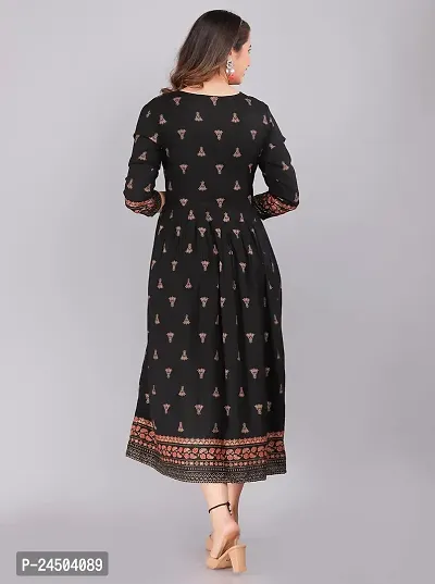 Vorcia Febtex Women's Printed Rayon Anarkali Maternity Feeding Kurti with Zipper for Pre and Post Pregnancy? (X-Large, Black)-thumb2