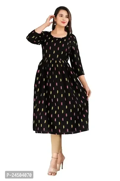 Vorcia Febtex Feeding Kurti | Kurtis | 3/4th Sleeves Kurti | Rayon Kurti | Maternity wear | Women Kurti (L, Khadi Black)