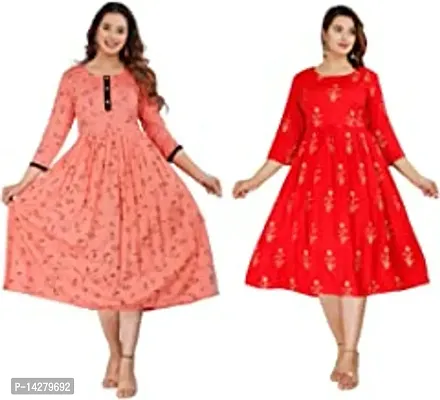 Classic Rayon Printed Kurti | Maternity Kurti For Women Pack Of 2-thumb0