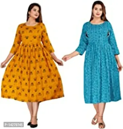 Classic Rayon Printed Kurti | Maternity Kurti For Women Pack Of 2-thumb0