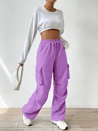 Elegant Magenta Polyester Blend Solid Cargo Trouser For Women-thumb3