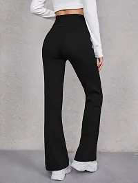 Elegant Black Cotton Blend Solid Trousers For Women-thumb1