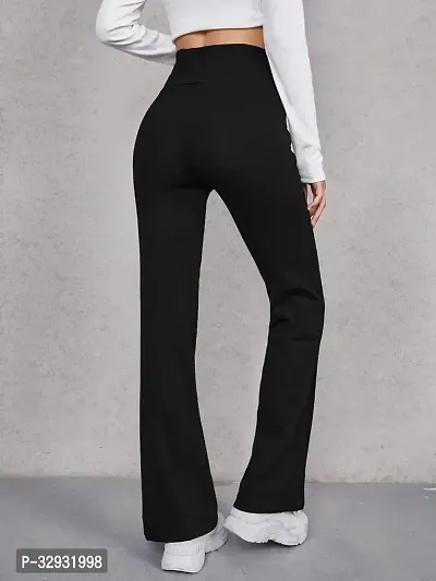 Elegant Black Cotton Blend Solid Trousers For Women-thumb2