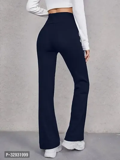 Elegant Blue Cotton Blend Solid Trousers For Women-thumb2