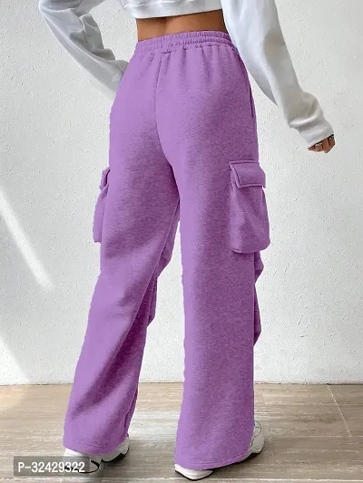 Elegant Magenta Polyester Blend Solid Cargo Trouser For Women-thumb2