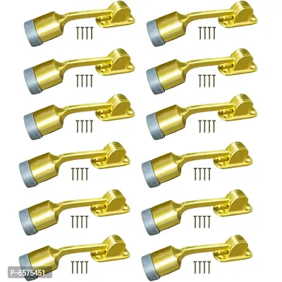 Sun Shield Brass Door Stoppers Rubber for Home with Screw Bullet- Gold Finish, 5 Inch, Set of 12-thumb0