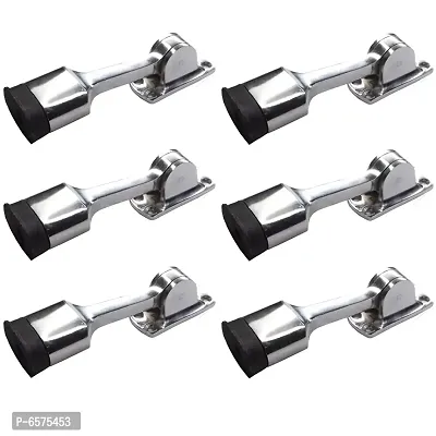 Sun Shield Door Stoppers Rubber for Home with Screw Super Bullet- SS Finish, 6 Inch, Set of 6